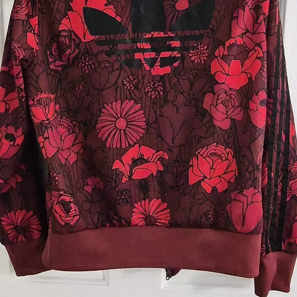 Floral Red and Black Adidas Sweatshirt